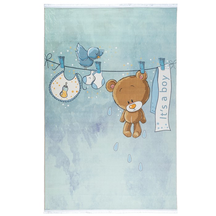 فرش نوزاد پسرانه طرح خرس عروسکی کد 10276 زمینه تمام رنگ							